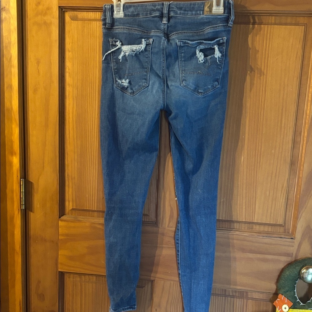 American Eagle Outfitters Ripped Blue Skinny Jeans - Picture 2 of 4